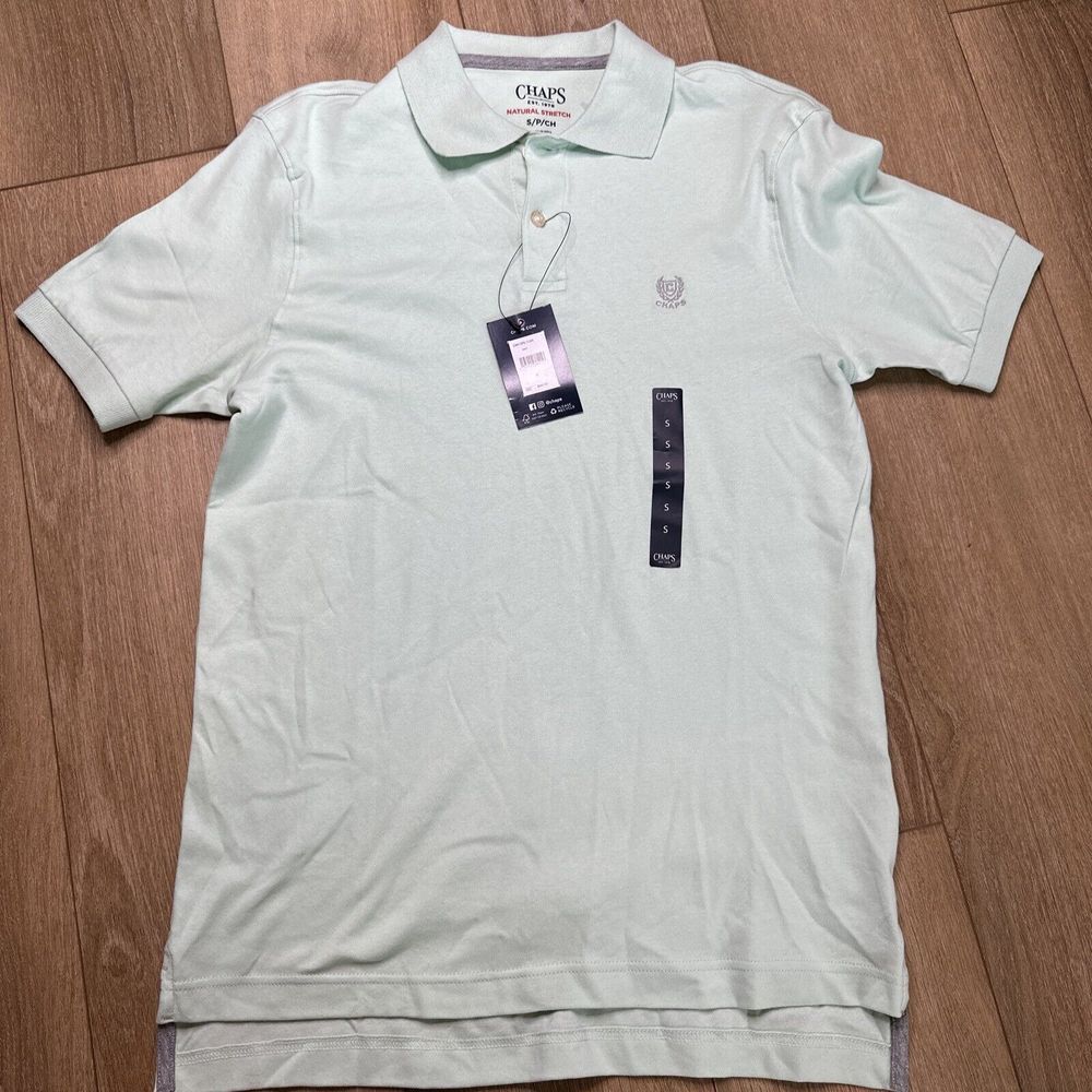 Chaps NWT Men's Natural Stretch Short Sleeve Polo Shirt Mint Small NWT